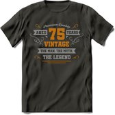 75 Jaar Legend T-Shirt | Goud - Zilver | Grappig Verjaardag Cadeau | Dames - Heren | - Donker Grijs - L
