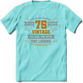 75 Jaar Legend T-Shirt | Goud - Zilver | Grappig Verjaardag Cadeau | Dames - Heren | - Licht Blauw - XL