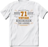 71 Jaar Legend T-Shirt | Goud - Zilver | Grappig Verjaardag Cadeau | Dames - Heren | - Wit - M