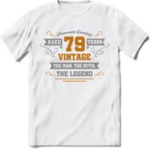 79 Jaar Legend T-Shirt | Goud - Zilver | Grappig Verjaardag Cadeau | Dames - Heren | - Wit - L