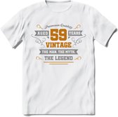 59Jaar Legend T-Shirt | Goud - Zilver | Grappig Verjaardag Cadeau | Dames - Heren | - Wit - S