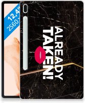 Hippe Hoes Samsung Galaxy Tab S7FE Cover Already Taken Black met doorzichte zijkanten