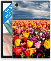 Tablet Hoes Samsung Galaxy Tab A8 2021 Fotohoesje Super als Moederdag Cadeau Tulpen met transparant zijkanten