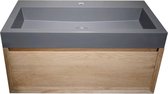 Eiken Badmeubel Momento | Quarts Grijs | 100x45x40 | 1 Kraangaten | Pure