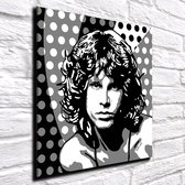 Pop Art Jim Morrison Acrylglas - 80 x 80 cm op Acrylaat glas + Inox Spacers / RVS afstandhouders - Popart Wanddecoratie