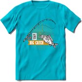 Big Catch - Vissen T-Shirt | Grappig Verjaardag Vis Hobby Cadeau Shirt | Dames - Heren - Unisex | Tshirt Hengelsport Kleding Kado - Blauw - M
