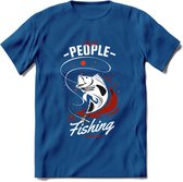 Cool People Do Fishing - Vissen T-Shirt | Rood | Grappig Verjaardag Vis Hobby Cadeau Shirt | Dames - Heren - Unisex | Tshirt Hengelsport Kleding Kado - Donker Blauw - M