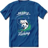 Cool People Do Fishing - Vissen T-Shirt | Groen | Grappig Verjaardag Vis Hobby Cadeau Shirt | Dames - Heren - Unisex | Tshirt Hengelsport Kleding Kado - Donker Blauw - S