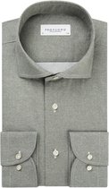 Profuomo slim fit overhemd - poplin - groen - Strijkvriendelijk - Boordmaat: 42