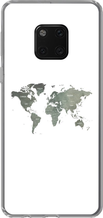 Huawei Mate 20 Pro hoesje - Wereldkaart - Groen - Wit - Siliconen  Telefoonhoesje | bol.com