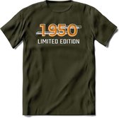 1950 Limited Edition T-Shirt | Goud - Zilver | Grappig Verjaardag en Feest Cadeau Shirt | Dames - Heren - Unisex | Tshirt Kleding Kado | - Leger Groen - M
