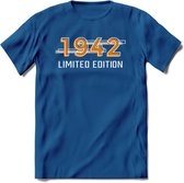 1942 Limited Edition T-Shirt | Goud - Zilver | Grappig Verjaardag en Feest Cadeau Shirt | Dames - Heren - Unisex | Tshirt Kleding Kado | - Donker Blauw - M