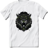 Tijger - Dieren Mandala T-Shirt | Groen | Grappig Verjaardag Zentangle Dierenkop Cadeau Shirt | Dames - Heren - Unisex | Wildlife Tshirt Kleding Kado | - Wit - M
