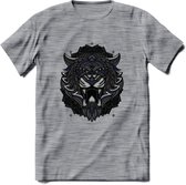 Tijger - Dieren Mandala T-Shirt | Donkerblauw | Grappig Verjaardag Zentangle Dierenkop Cadeau Shirt | Dames - Heren - Unisex | Wildlife Tshirt Kleding Kado | - Donker Grijs - Gemal