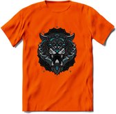 Tijger - Dieren Mandala T-Shirt | Lichtblauw | Grappig Verjaardag Zentangle Dierenkop Cadeau Shirt | Dames - Heren - Unisex | Wildlife Tshirt Kleding Kado | - Oranje - M
