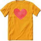 Valentijn Pastel waterverf Hart T-Shirt | Grappig Valentijnsdag Cadeautje voor Hem en Haar | Dames - Heren - Unisex | Kleding Cadeau | - Geel - L