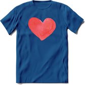 Valentijn Pastel waterverf Hart T-Shirt | Grappig Valentijnsdag Cadeautje voor Hem en Haar | Dames - Heren - Unisex | Kleding Cadeau | - Donker Blauw - S