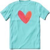 Valentijn Pastel waterverf Hart T-Shirt | Grappig Valentijnsdag Cadeautje voor Hem en Haar | Dames - Heren - Unisex | Kleding Cadeau | - Licht Blauw - M