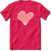 Valentijn Pastel waterverf Hart T-Shirt | Grappig Valentijnsdag Cadeautje voor Hem en Haar | Dames - Heren - Unisex | Kleding Cadeau | - Roze - XXL