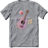 Valentijn muziek T-Shirt | Grappig gitaar Valentijnsdag Cadeautje voor Hem en Haar | Dames - Heren - Unisex | Kleding Cadeau | - Donker Grijs - Gemaleerd - L