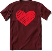 Valentijn Hart T-Shirt | Grappig Valentijnsdag Cadeautje voor Hem en Haar | Dames - Heren - Unisex | Kleding Cadeau | - Burgundy - S