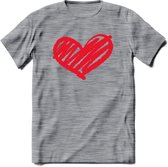 Valentijn Hart T-Shirt | Grappig Valentijnsdag Cadeautje voor Hem en Haar | Dames - Heren - Unisex | Kleding Cadeau | - Donker Grijs - Gemaleerd - 3XL