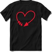 Valentijn Hart T-Shirt | Grappig Valentijnsdag Cadeautje voor Hem en Haar | Dames - Heren - Unisex | Kleding Cadeau | - Zwart - M