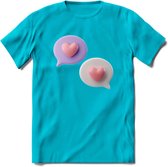 Valentijn Hart chat T-Shirt | Grappig Valentijnsdag Cadeautje voor Hem en Haar | Dames - Heren - Unisex | Kleding Cadeau | - Blauw - S