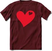 Valentijn Hart T-Shirt | Grappig Valentijnsdag Cadeautje voor Hem en Haar | Dames - Heren - Unisex | Kleding Cadeau | - Burgundy - XL