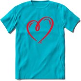 Valentijn Hart T-Shirt | Grappig Valentijnsdag Cadeautje voor Hem en Haar | Dames - Heren - Unisex | Kleding Cadeau | - Blauw - 3XL