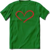 Valentijn Hart T-Shirt | Grappig Valentijnsdag Cadeautje voor Hem en Haar | Dames - Heren - Unisex | Kleding Cadeau | - Donker Groen - 3XL