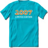 2007 Limited Edition T-Shirt | Goud - Zilver | Grappig Verjaardag en Feest Cadeau Shirt | Dames - Heren - Unisex | Tshirt Kleding Kado | - Blauw - S