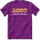 2000 Limited Edition T-Shirt | Goud - Zilver | Grappig Verjaardag en Feest Cadeau Shirt | Dames - Heren - Unisex | Tshirt Kleding Kado | - Paars - XXL
