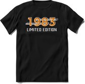 1983 Limited Edition T-Shirt | Goud - Zilver | Grappig Verjaardag en Feest Cadeau Shirt | Dames - Heren - Unisex | Tshirt Kleding Kado | - Zwart - XXL