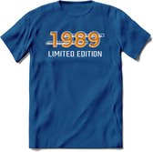 1989 Limited Edition T-Shirt | Goud - Zilver | Grappig Verjaardag en Feest Cadeau Shirt | Dames - Heren - Unisex | Tshirt Kleding Kado | - Donker Blauw - S