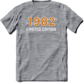 1982 Limited Edition T-Shirt | Goud - Zilver | Grappig Verjaardag en Feest Cadeau Shirt | Dames - Heren - Unisex | Tshirt Kleding Kado | - Donker Grijs - Gemaleerd - XXL