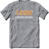 1999 Limited Edition T-Shirt | Goud - Zilver | Grappig Verjaardag en Feest Cadeau Shirt | Dames - Heren - Unisex | Tshirt Kleding Kado | - Donker Grijs - Gemaleerd - 3XL