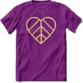 Valentijn Goud Hart T-Shirt | Grappig Valentijnsdag Cadeautje voor Hem en Haar | Dames - Heren - Unisex | Kleding Cadeau | - Paars - M