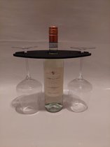 HarmonyLife Wijn houder voor wijn en glazen | Wijntafel | Houten wijnplank | 2 wijnglazen