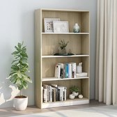 Decoways - Boekenkast 4 schappen 80x24x142 cm spaanplaat wit sonoma eiken