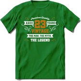 23 Jaar Legend T-Shirt | Goud - Wit | Grappig Verjaardag en Feest Cadeau Shirt | Dames - Heren - Unisex | Tshirt Kleding Kado | - Donker Groen - 3XL