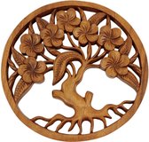Wanddecoratie  - Boom - Hout - Bruin - 30x30x2 cm - Indonesie - Sarana - Fairtrade