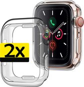 Siliconen Hoesje Geschikt voor Apple Watch Series 6 44 mm Hoes Case - Hoes Geschikt voor Apple Watch Series 6 44 mm Case - Transparant - 2 Stuks