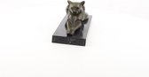 Modernistische Bronzen Sculptuur Liggende Kat 35x14x15 cm