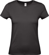 Zwart basic t-shirts met ronde hals voor dames - katoen - 145 grams - zwarte shirts / kleding 2XL (44)
