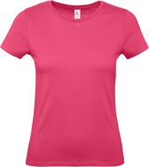 Fuchsia roze basic t-shirts met ronde hals voor dames - katoen - 145 grams - shirts / kleding S (36)