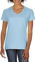 Basic V-hals t-shirt licht blauw voor dames - Casual shirts - Dameskleding t-shirt licht blauw 2XL (44/56)