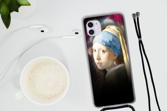 Coque avec cordon iPhone 11 - Art - Vermeer - Arc-en-ciel - Siliconen - Bandoulière - Coque arrière avec cordon - Coque pour téléphone avec cordon - Coque avec corde