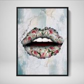 DEVICI Ingelijste Motiverende Wanddecoratie - Muurdecoratie - Bouquet Lips - Ingelijste Canvas Wall Art Ingelijste Wanddecoratie Kantoor Ingelijste Kunstposters & Kunstprints