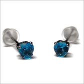 Aramat jewels ® - Zirkonia zweerknopjes hartje 4mm oorbellen zee blauw chirurgisch staal